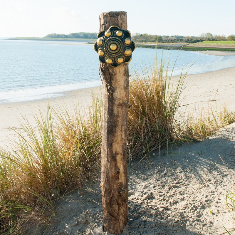 Zeeuwse knop beton hangknop Ø 25cm zwart | goud