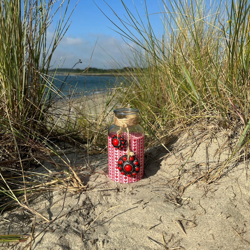 Zeeuwse knop fles rood | schortenbont