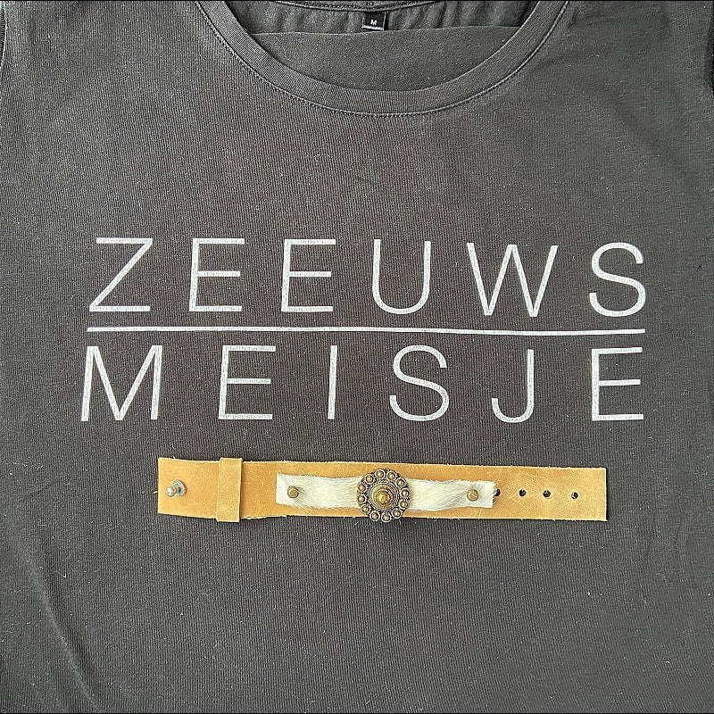Zeeuwse knop armband leer | bruin