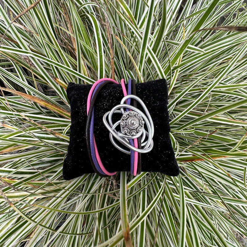 Zeeuwse knop armband leer | paars